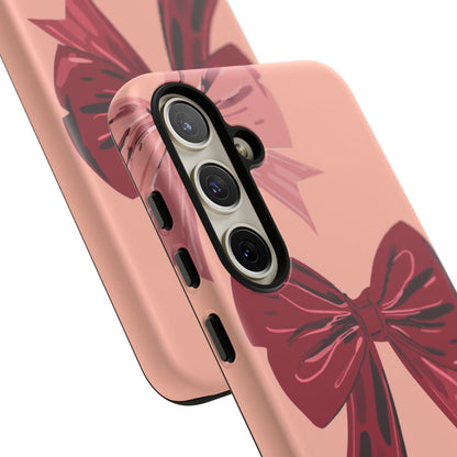 Bow Pattern Tough Phone Case — Pink, Red & Black Decorative Bows