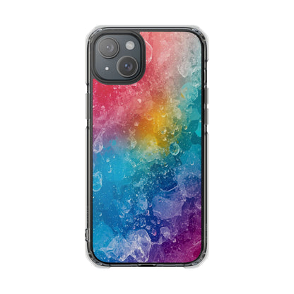 Clear Magnetic Phone Case — Rainbow Crystal Watercolor Impact Protective Cover