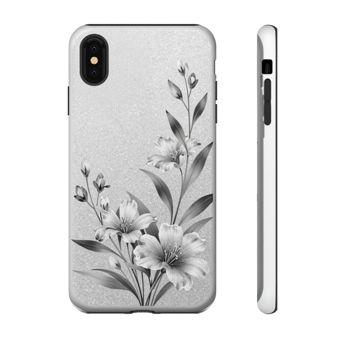 Floral Monochrome Phone Case — Elegant Black & White Lily Design