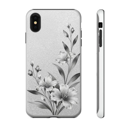 Floral Monochrome Phone Case — Elegant Black & White Lily Design