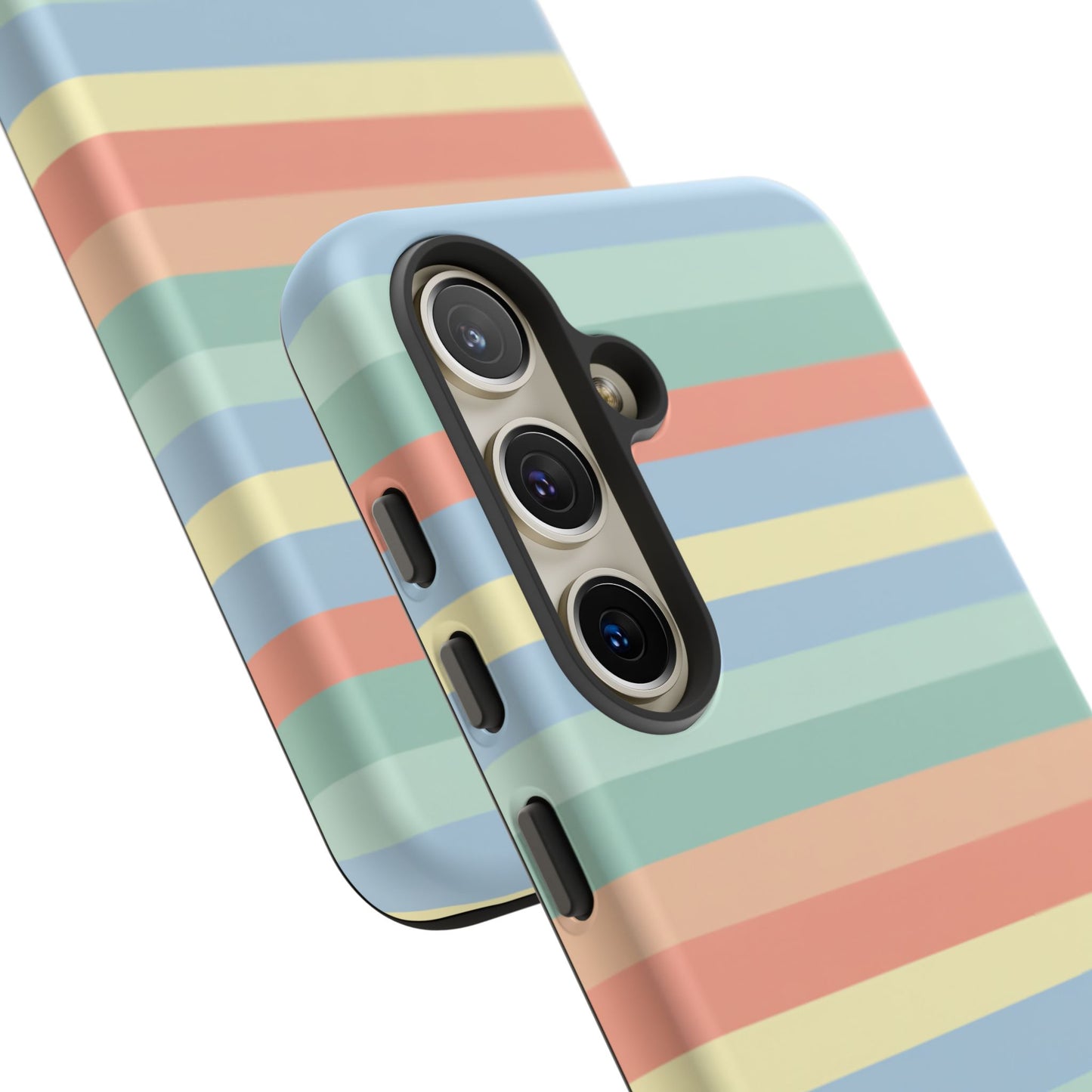 Pastel Striped Phone Case — Retro Horizontal Multi-Color Tough Case