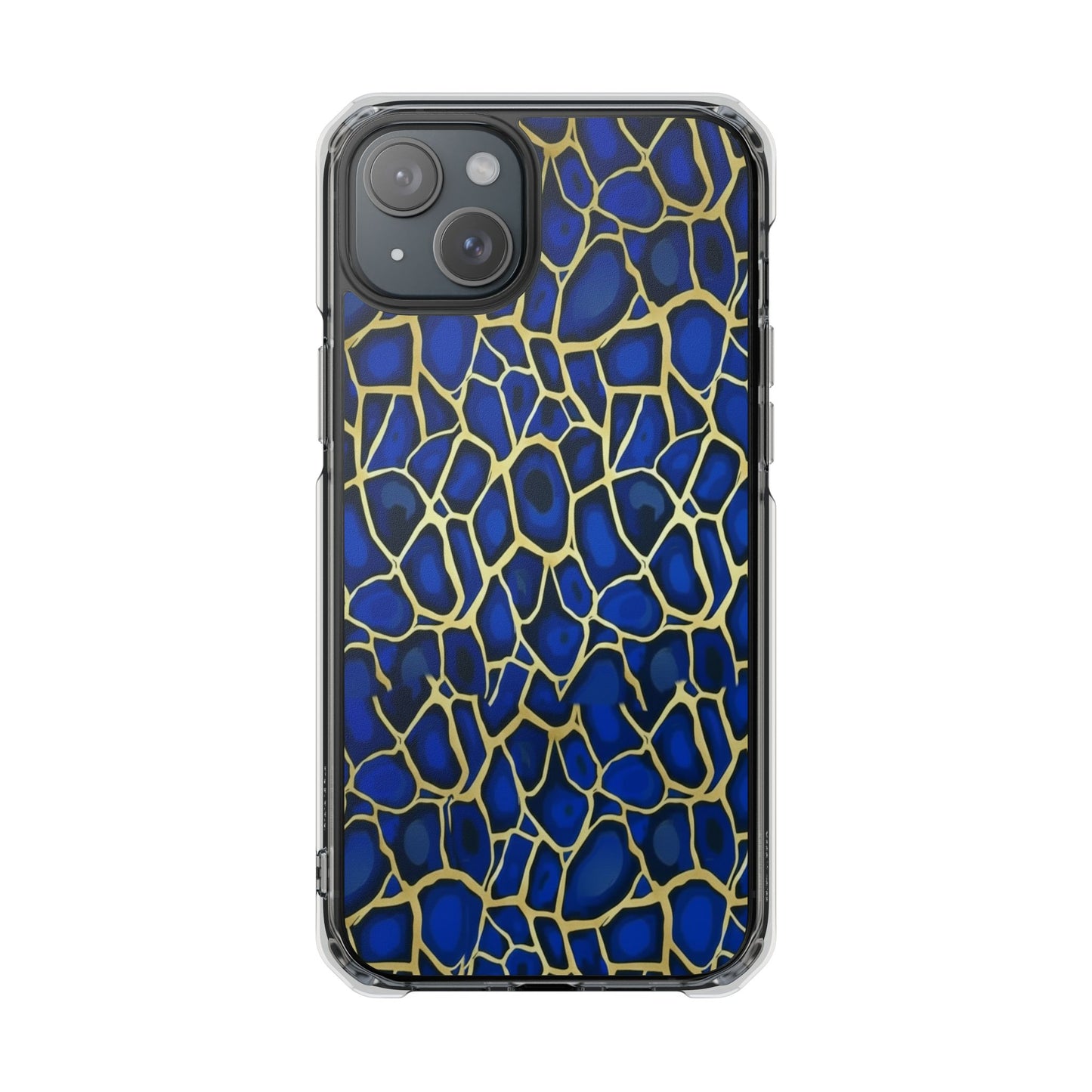 Blue & Gold Giraffe Pattern Clear Magnetic Phone Case