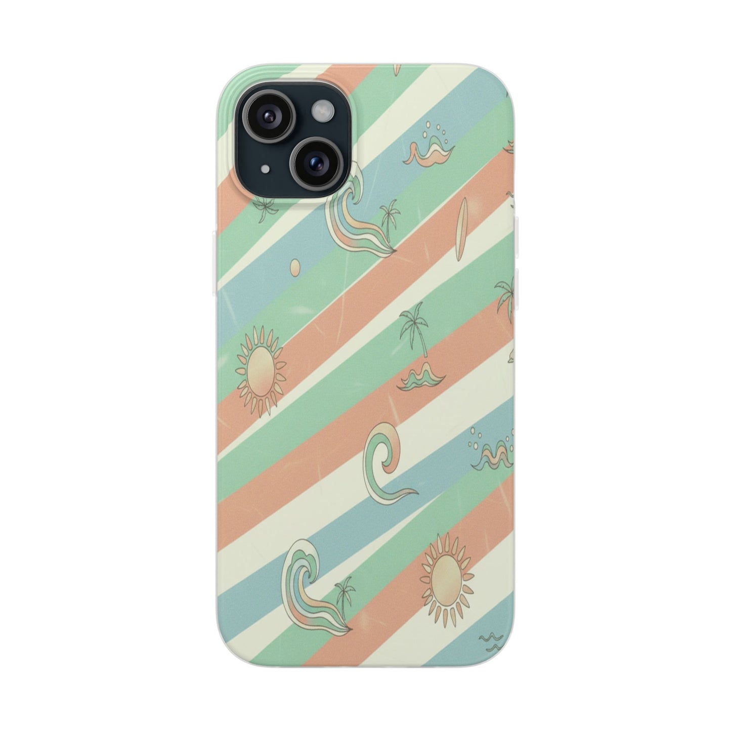 Beach Vibes Phone Case — Retro Pastel Surf & Palm Protective Flexi Case