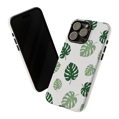 Monstera Leaf Tough Phone Case – Tropical Green Palm Pattern Protective Cover