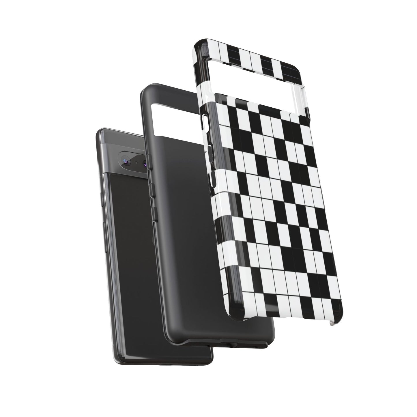 Crossword Grid Phone Case — Black & White Puzzle Pattern Tough Phone Cover