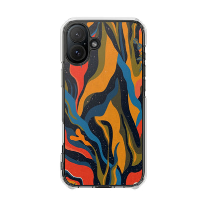 Clear Magnetic Phone Case — Retro Swirl Abstract Design