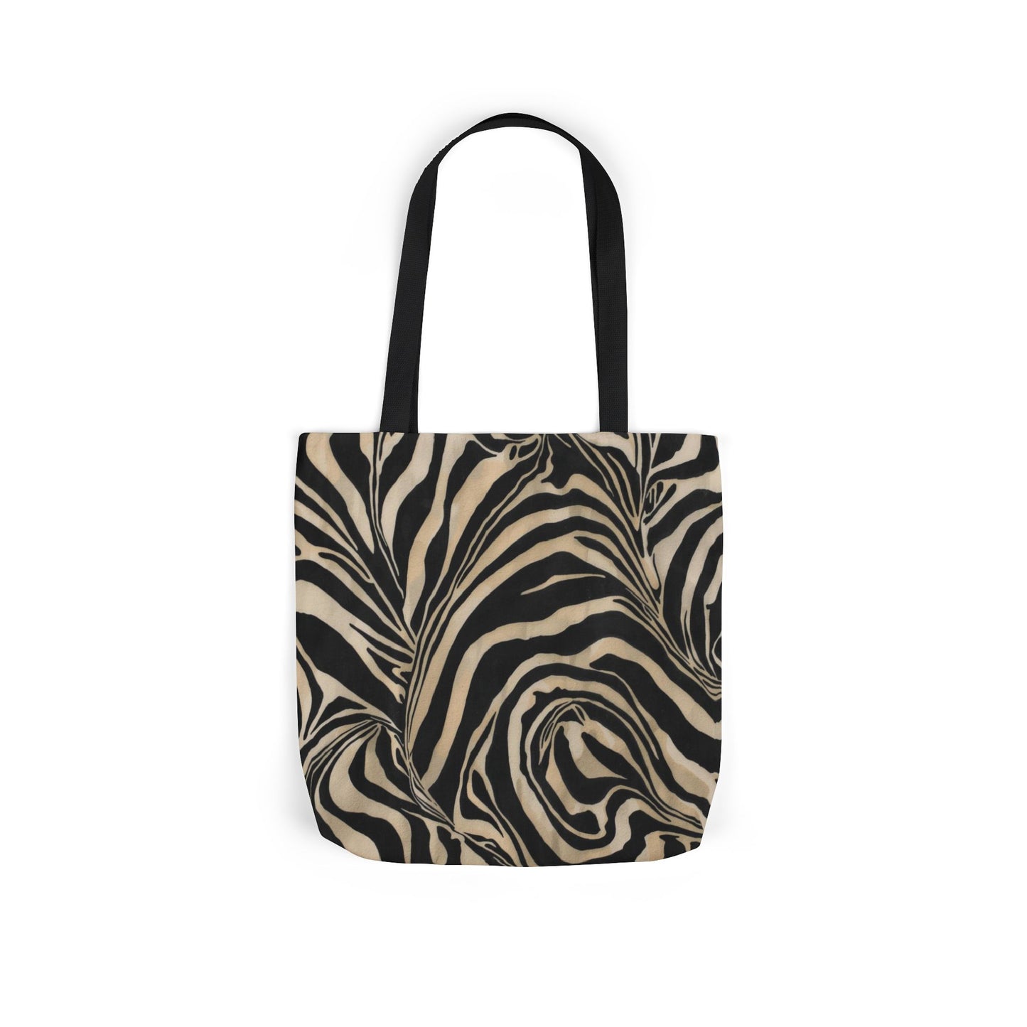 Zebra Swirl Canvas Tote Bag — Neutral Animal Print Shoulder Tote