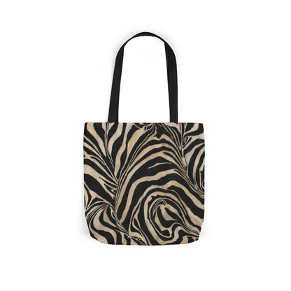 Zebra Swirl Canvas Tote Bag — Neutral Animal Print Shoulder Tote