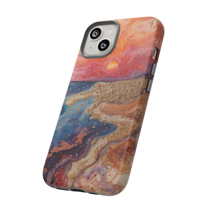 Sunset Coast Phone Case — Colorful Abstract Beach Art Tough Case