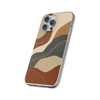Abstract Earth Tone Phone Case — Boho Wavy Flexi Case