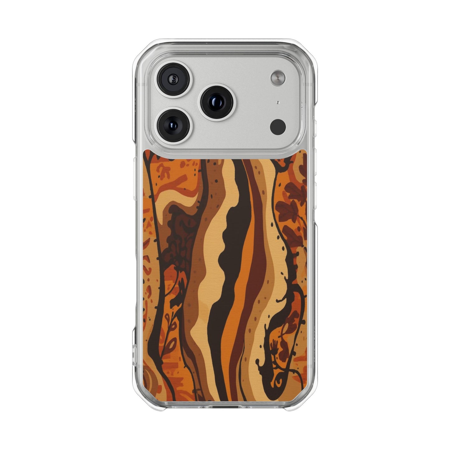 Amber Swirl Magnetic Clear Impact Phone Case — Protective Clear Case with Abstract Woodgrain Design