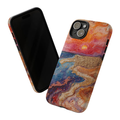 Sunset Coast Phone Case — Colorful Abstract Beach Art Tough Case