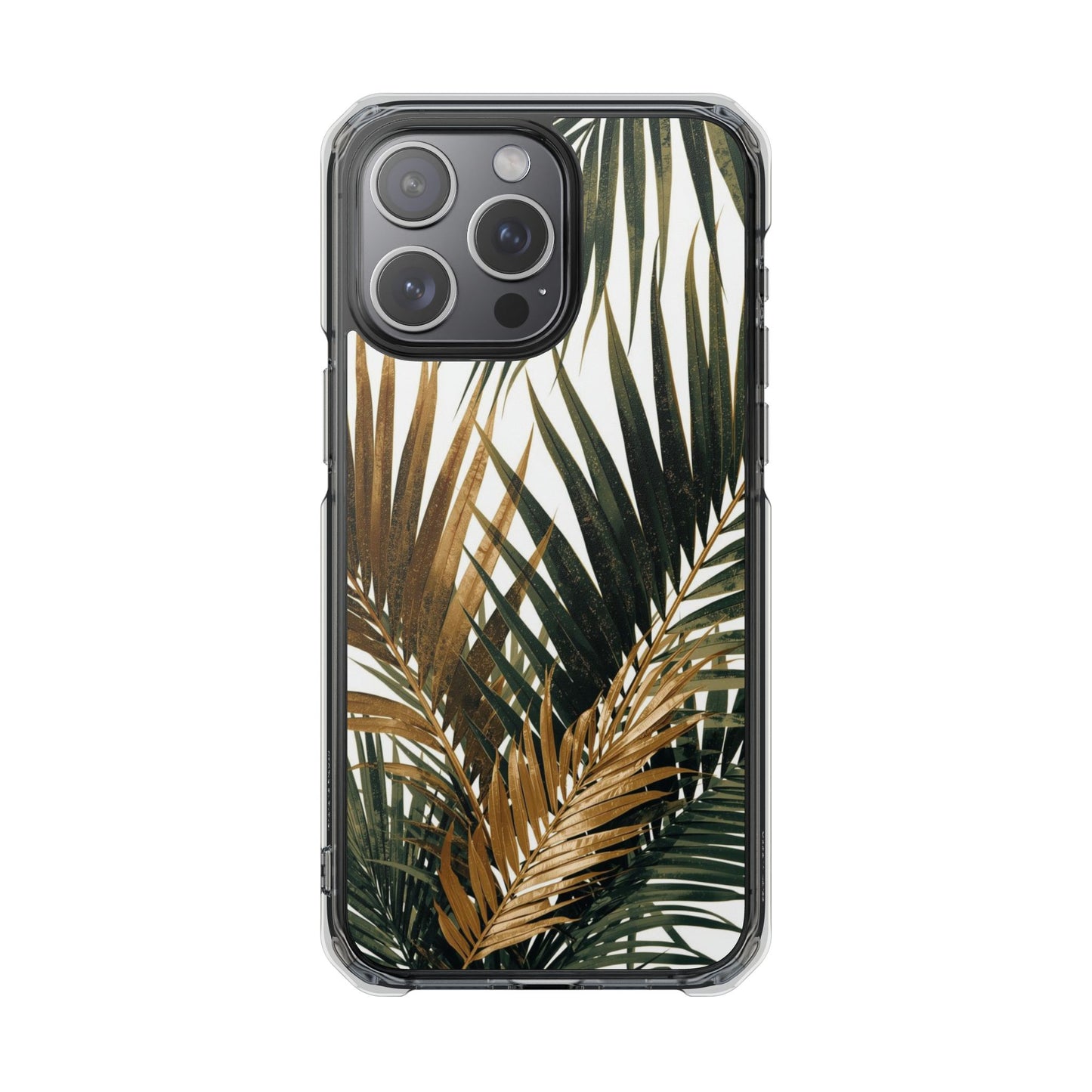 Clear Magnetic Phone Case with Tropical Palm Leaves Design