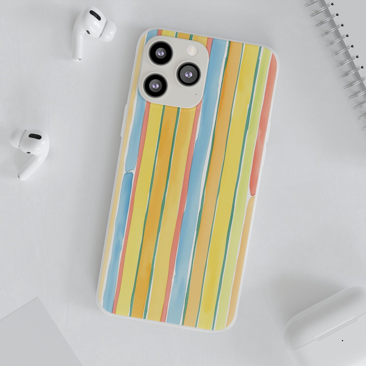 Watercolor Stripe Phone Case — Bright Pastel Vertical Stripes Protective Flexi Case
