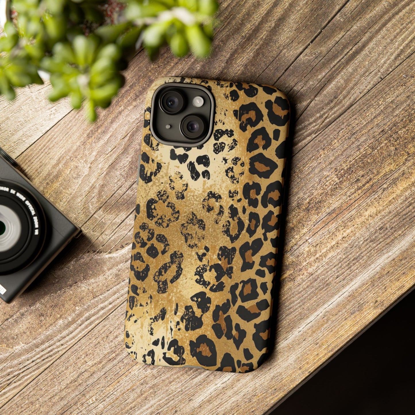 Leopard Print Tough Phone Case — Durable Protective iPhone Cover