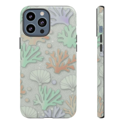 Pastel Coral Reef Tough Phone Case – Sea Shell & Coral Pattern Durable Protector