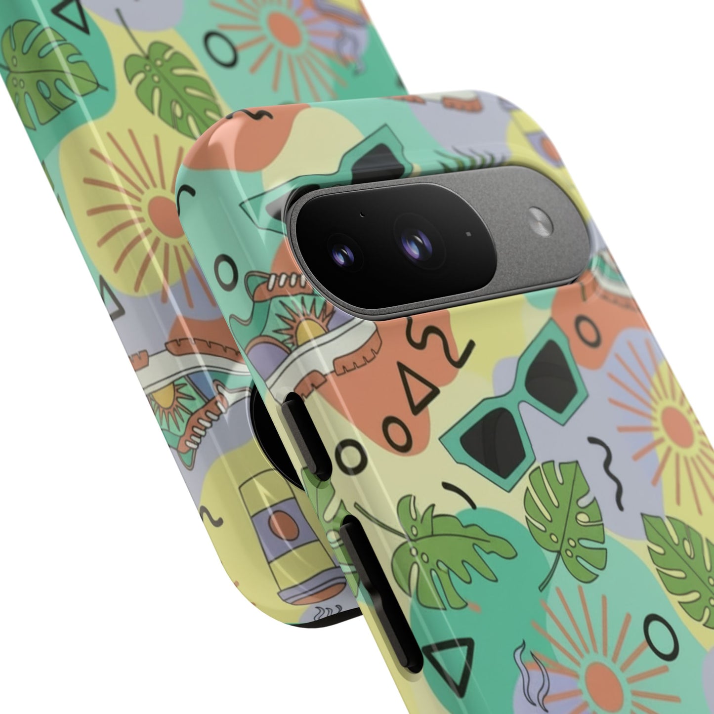 Tropical Summer Phone Case — Retro Sunglasses, Sneakers & Palm Pattern