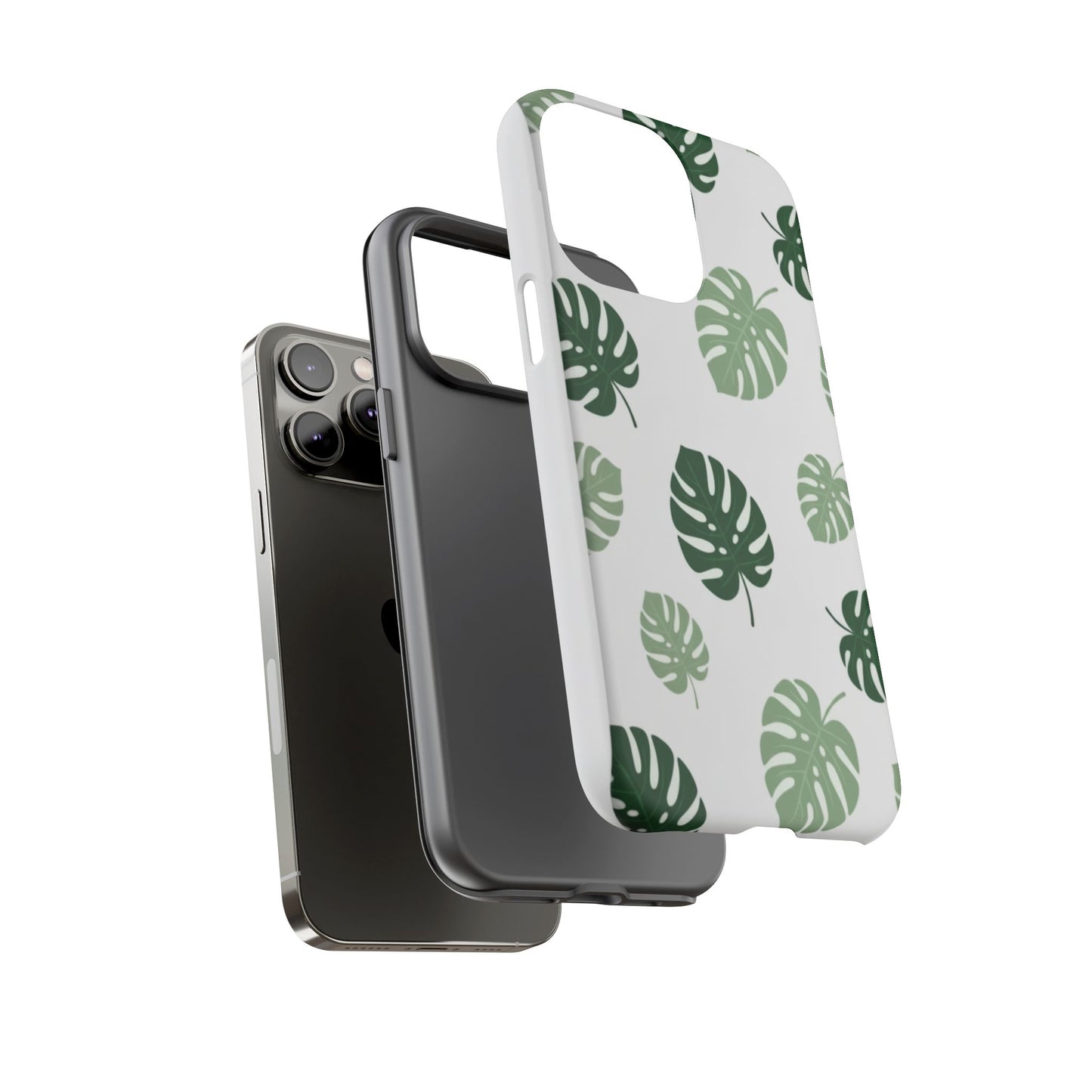 Monstera Leaf Tough Phone Case – Tropical Green Palm Pattern Protective Cover