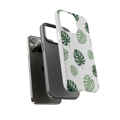 Monstera Leaf Tough Phone Case – Tropical Green Palm Pattern Protective Cover