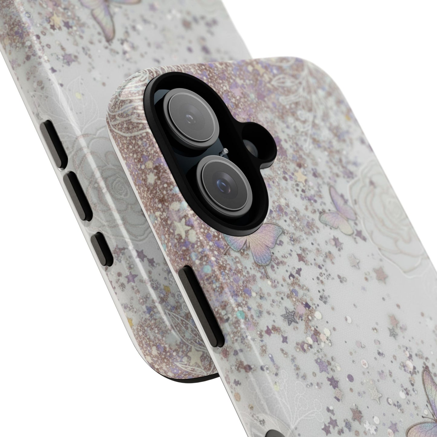 Butterfly Glitter Tough Phone Case — Floral Sparkle Protective Case