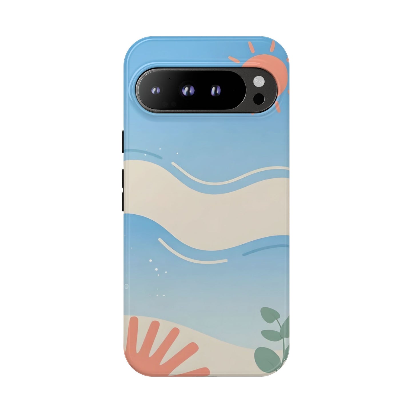 Beach Waves Tough Phone Case — Summer Sun & Seashell Protective Cover