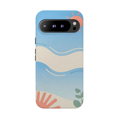 Beach Waves Tough Phone Case — Summer Sun & Seashell Protective Cover