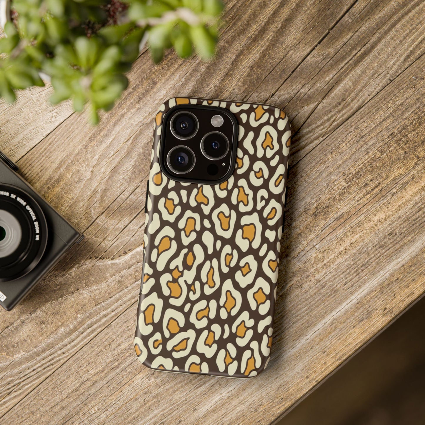 Leopard Print Tough Phone Case — Durable Protective iPhone Cover