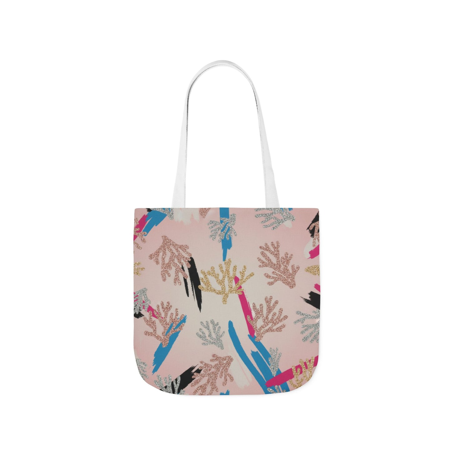 Abstract Coral Pattern Canvas Tote — Beachy Pink Reusable Bag