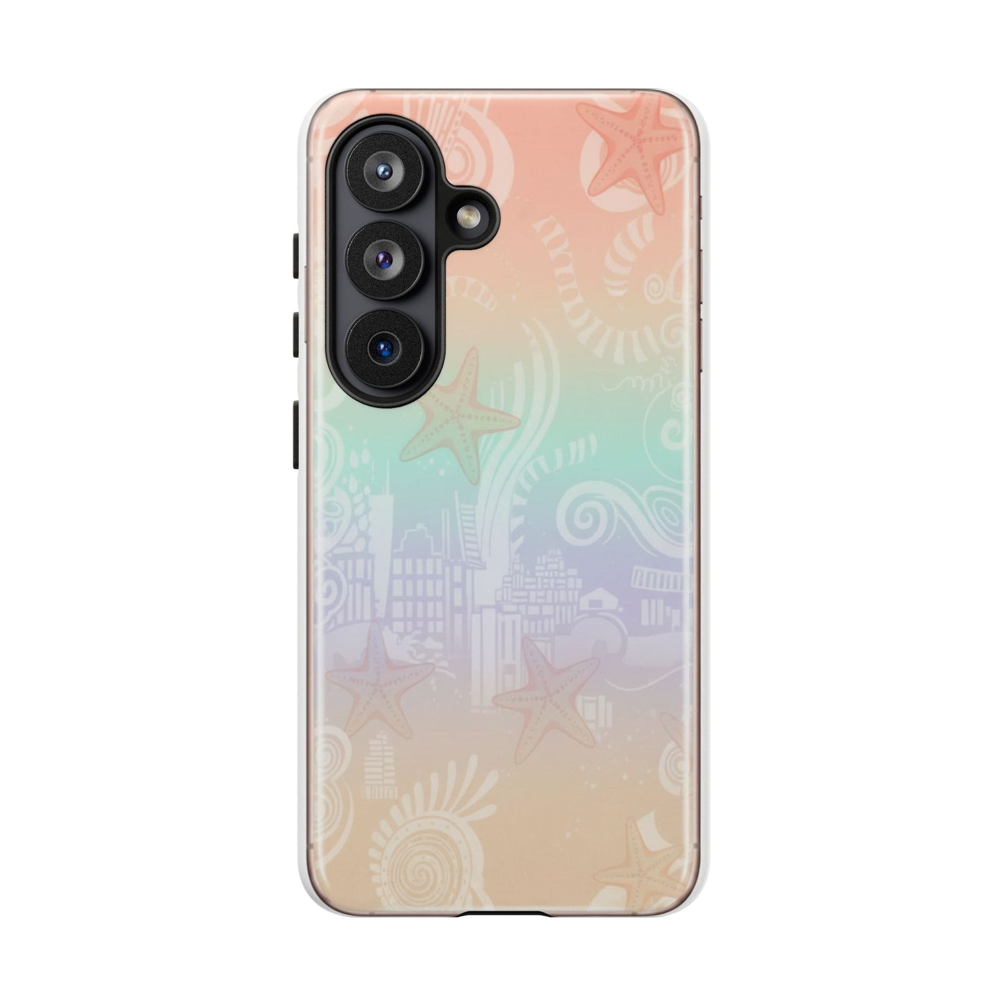 Pastel Beach Seashell Phone Case — Starfish & Sand Pattern Tough Case