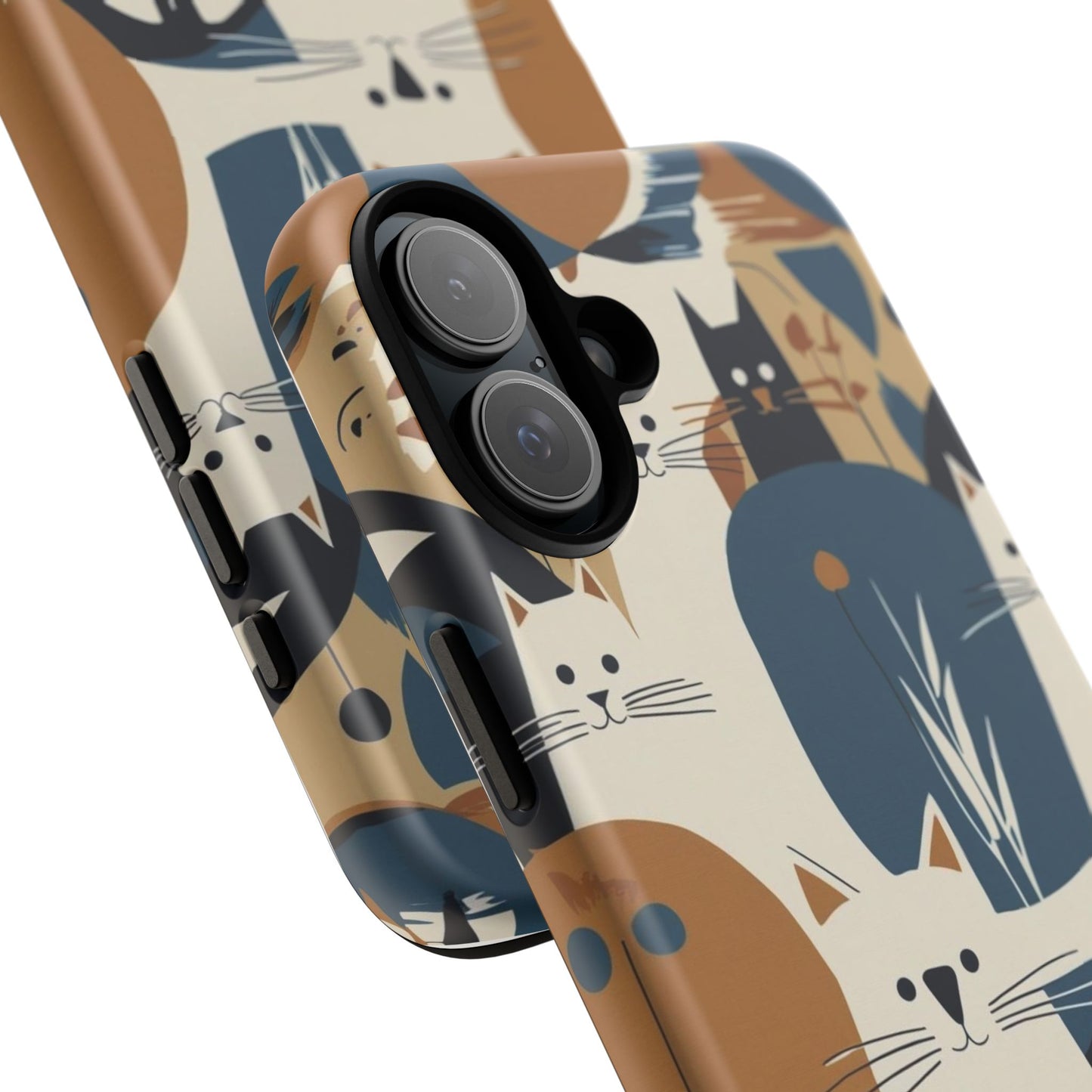 Cat Pattern Phone Case – Retro Abstract Cats Protective iPhone Cover