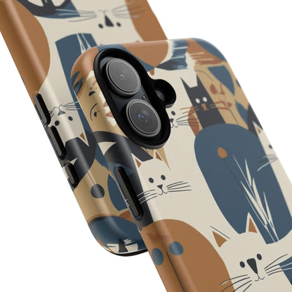 Cat Pattern Phone Case – Retro Abstract Cats Protective iPhone Cover