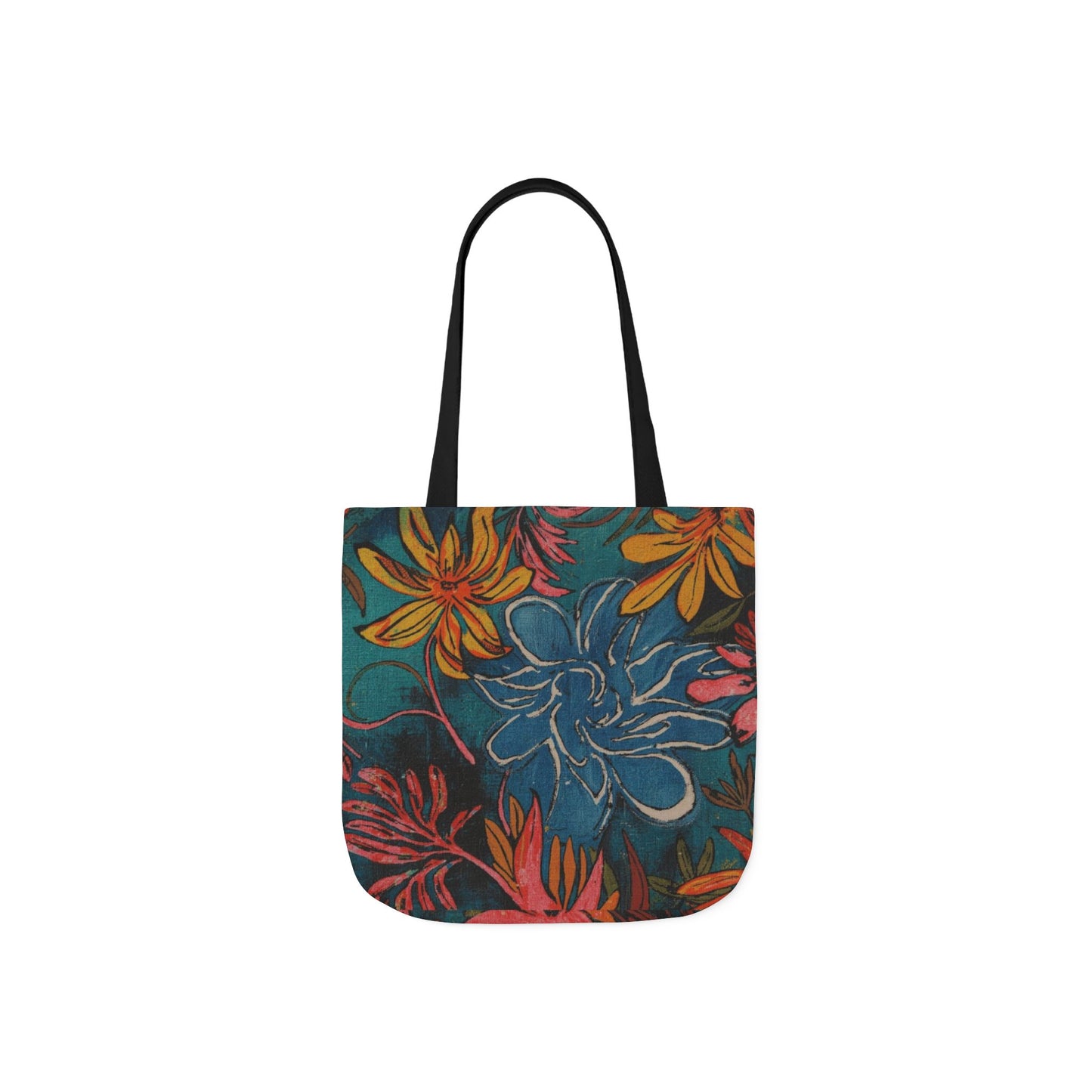 Floral Canvas Tote Bag — Vibrant Flower Print