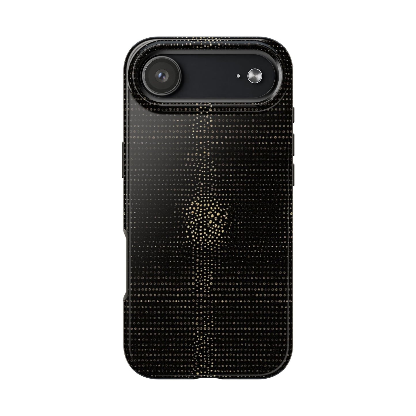 Tough Phone Case — Black Textured Metallic Dot Shield