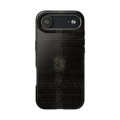 Tough Phone Case — Black Textured Metallic Dot Shield