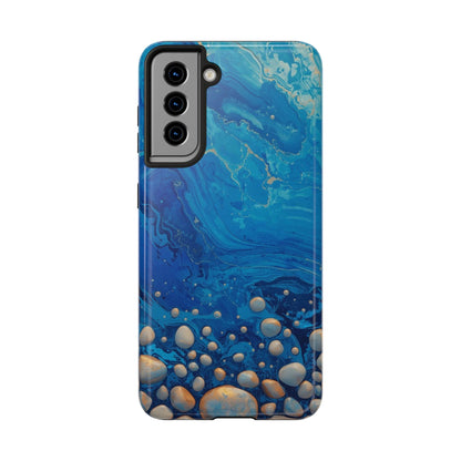 Blue Ocean Pebble Tough Phone Case — Protective Artistic Marble Design