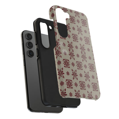 Tough Phone Case — Vintage Red Floral Pattern Protective Cover