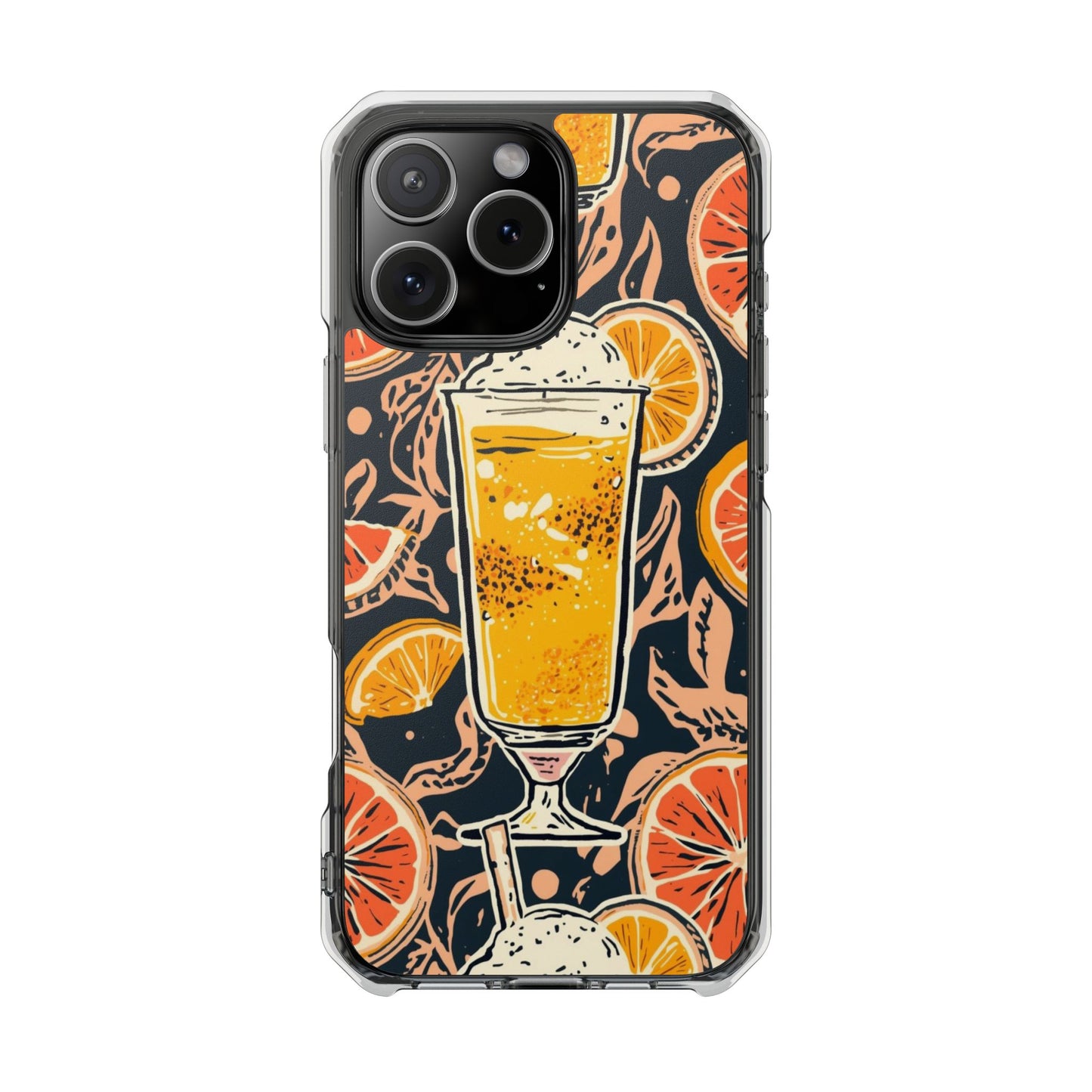 Clear Magnetic Phone Case — Citrus Beer Glass Design