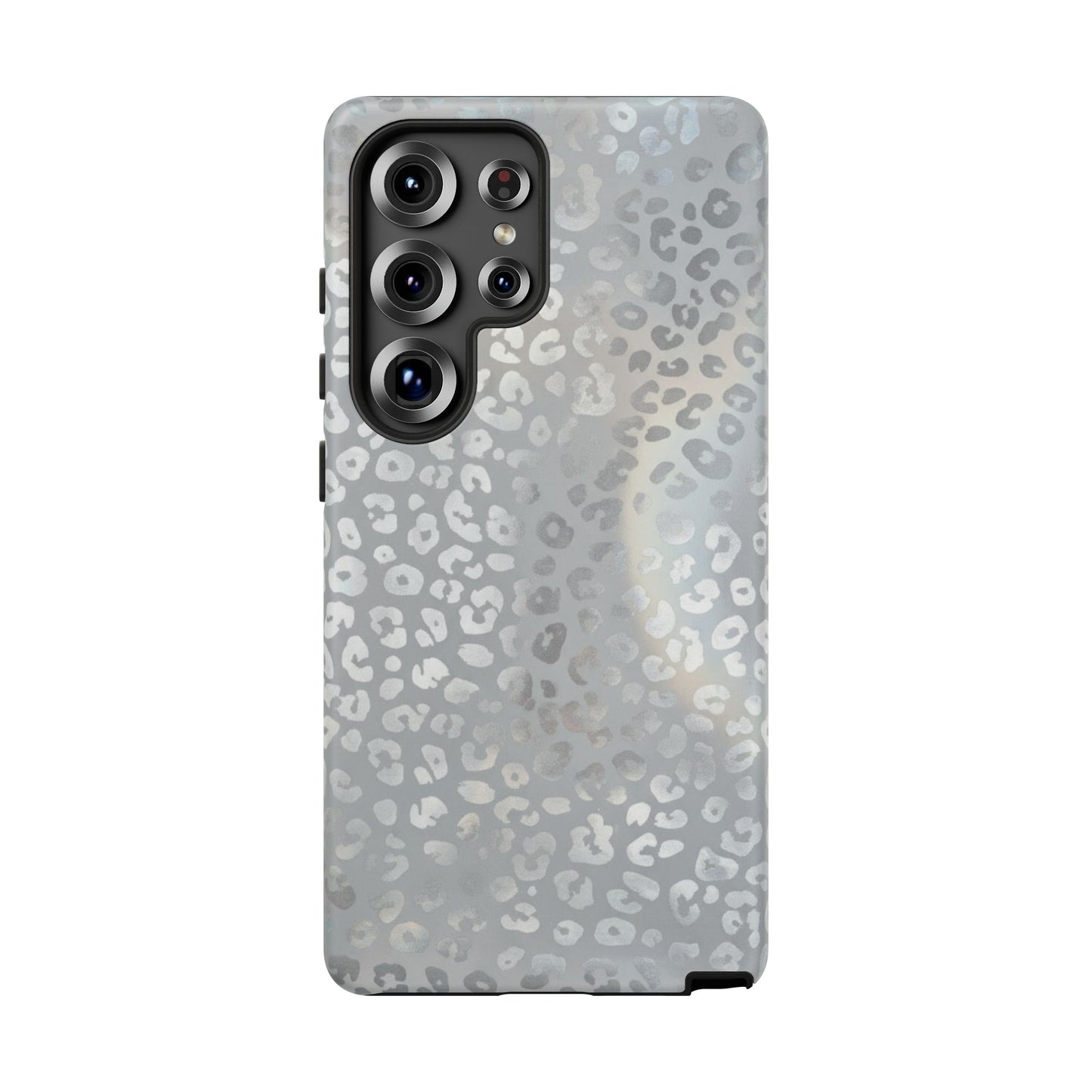 Grey Leopard Print Tough Phone Case — Durable Protective iPhone Cover