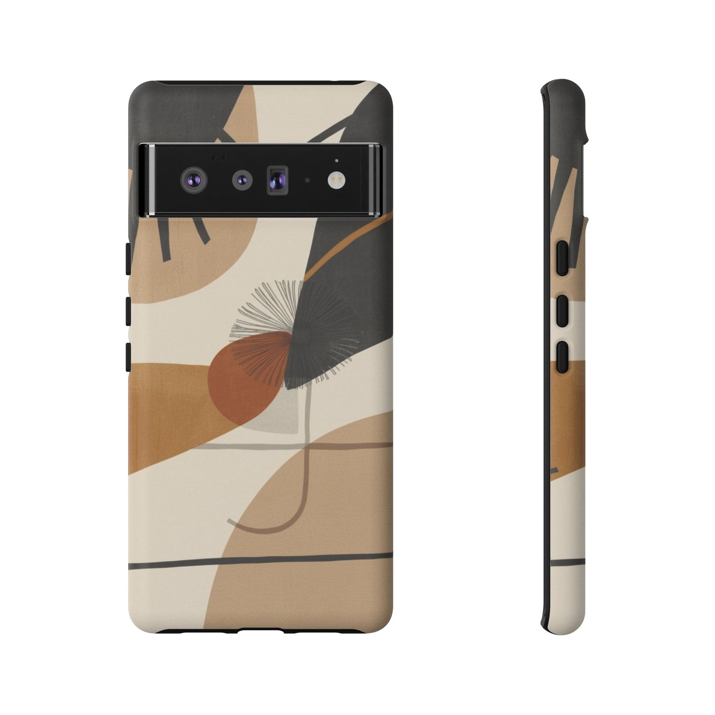 Abstract Earth Tone Phone Case — Mid-Century Minimalist Tough Case