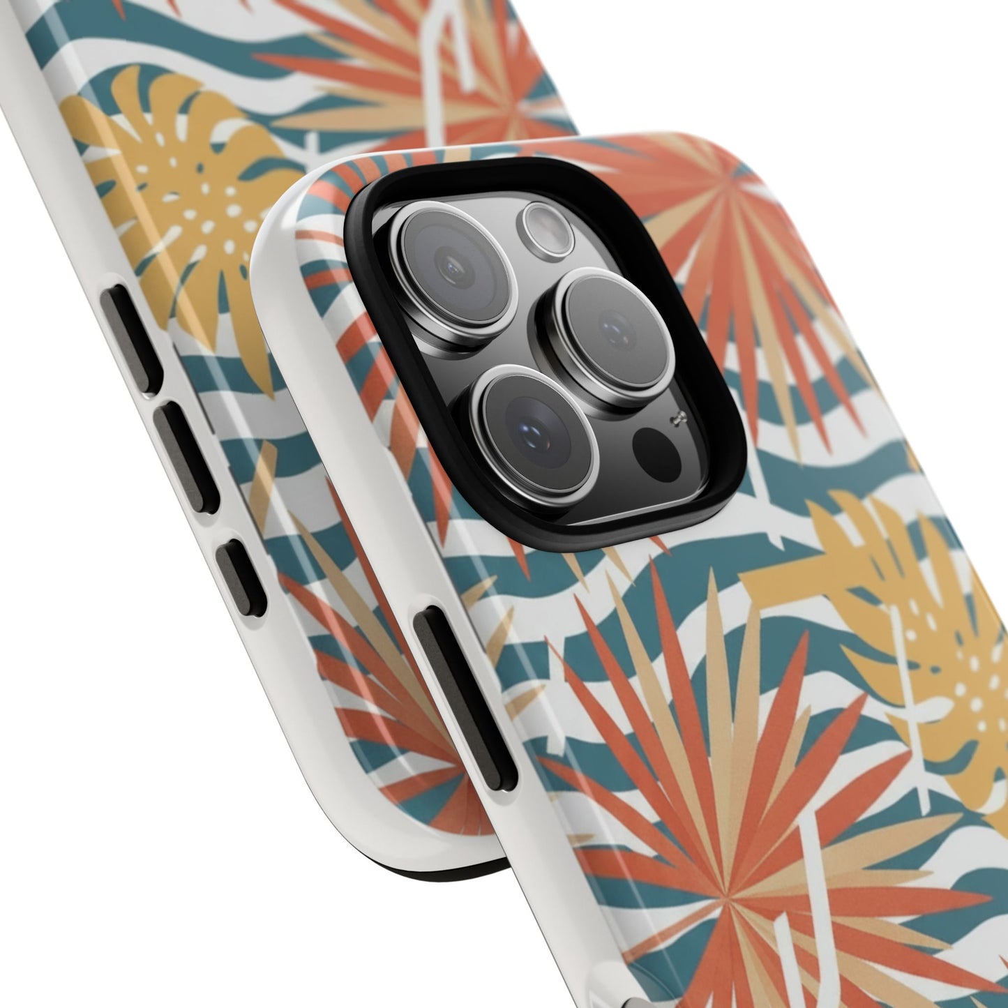 Tropical Palm Tough Phone Case – Retro Wave Floral Protective Cover