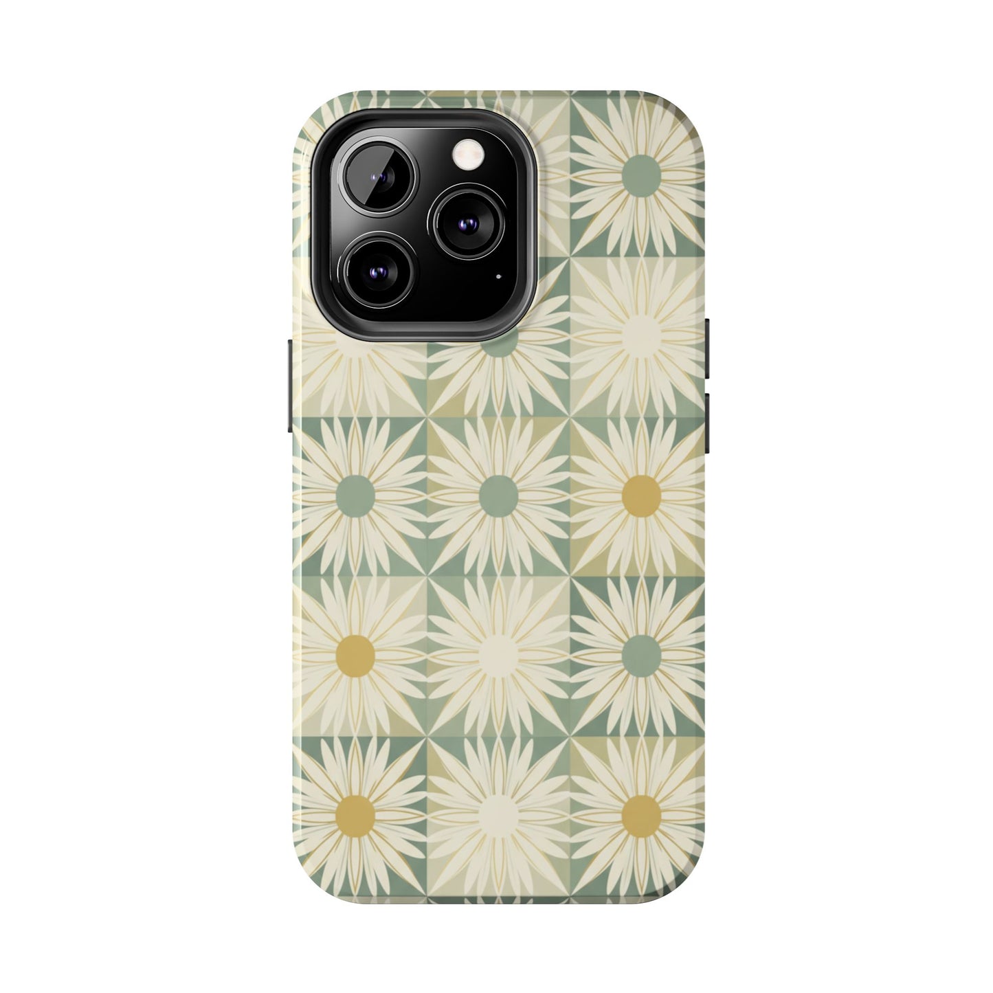 Retro Daisy Tough Phone Case — Vintage Floral Protective Cover for iPhone