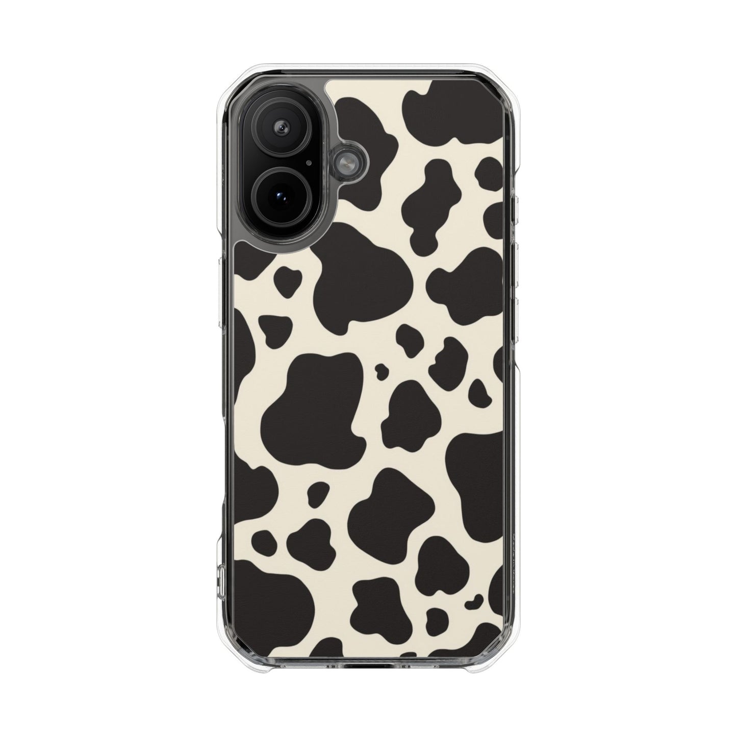 Cow Print Clear Magnetic Phone Case — Impact-Resistant iPhone Cover