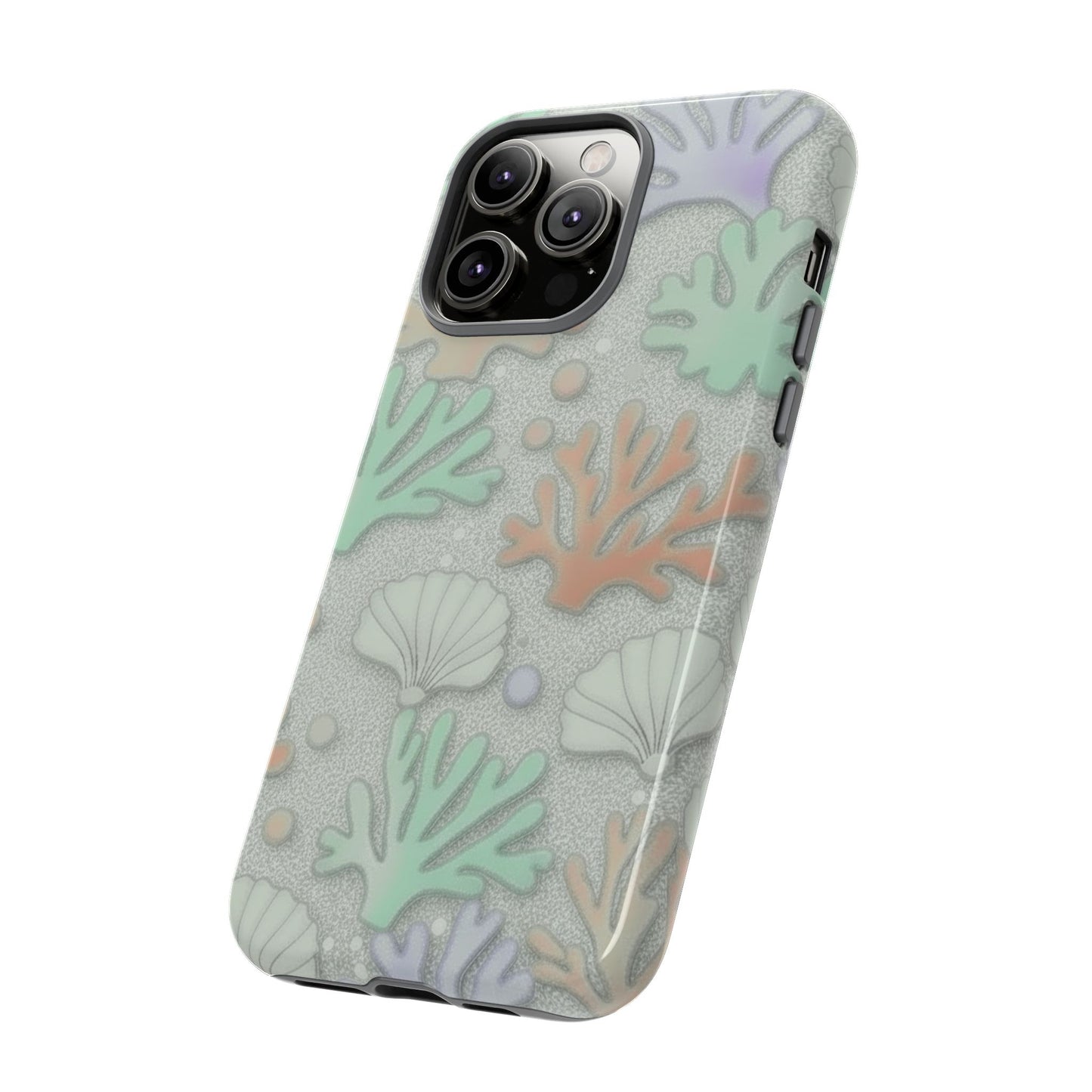 Pastel Coral Reef Tough Phone Case – Sea Shell & Coral Pattern Durable Protector