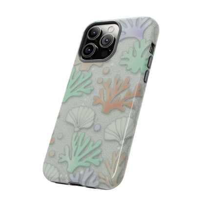 Pastel Coral Reef Tough Phone Case – Sea Shell & Coral Pattern Durable Protector