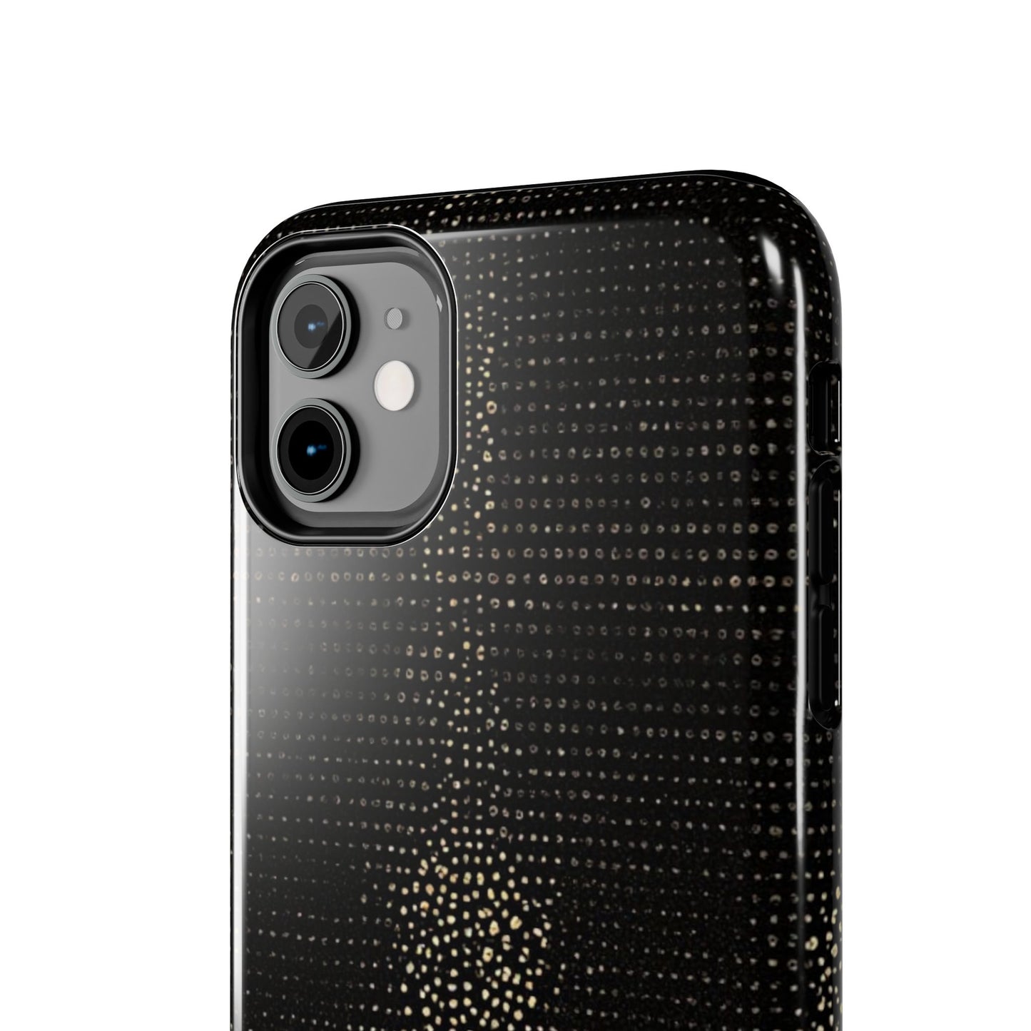 Tough Phone Case — Black Textured Metallic Dot Shield