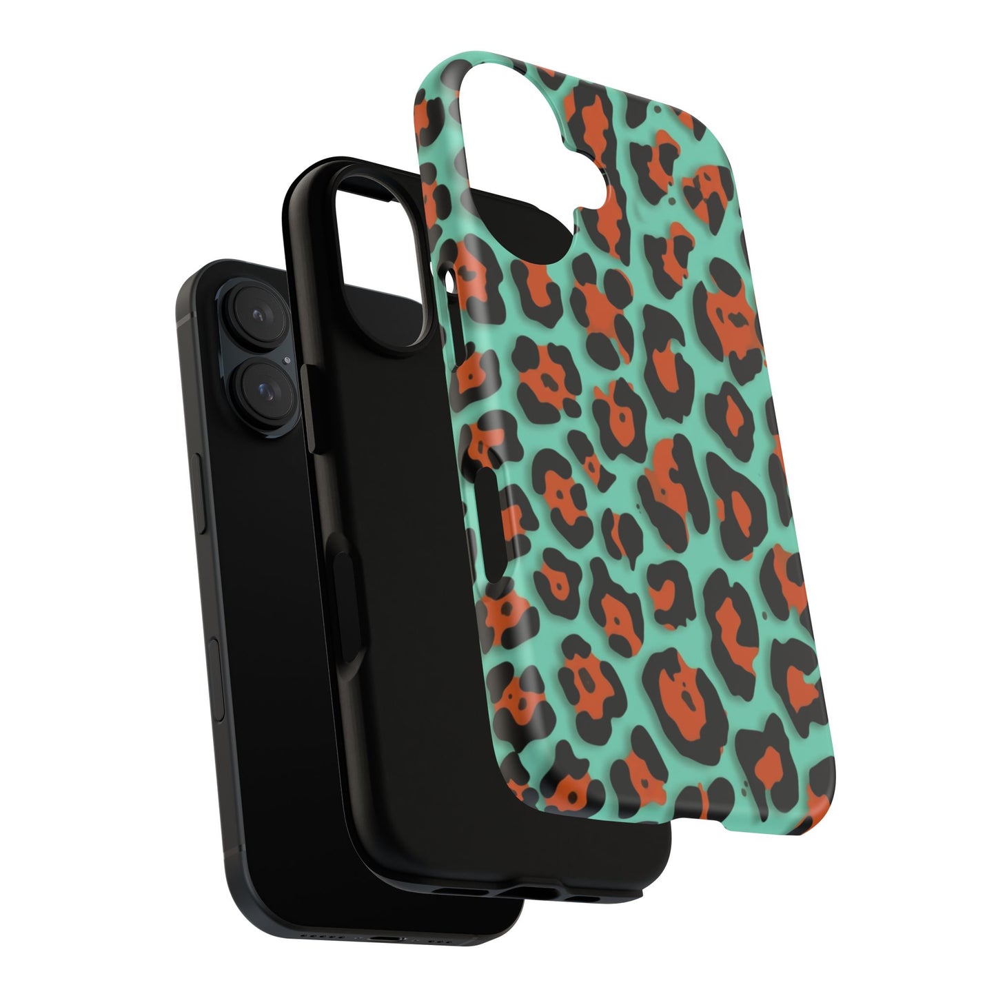 Teal & Rust Leopard Phone Case — Tough Protective Animal Print