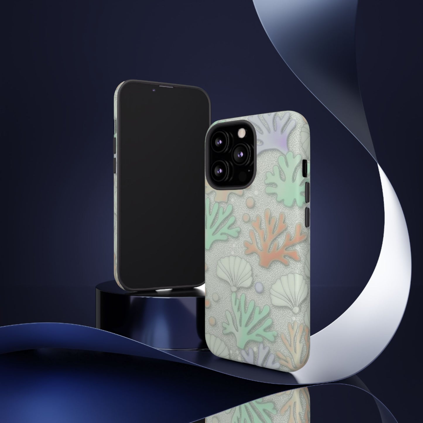 Pastel Coral Reef Tough Phone Case – Sea Shell & Coral Pattern Durable Protector