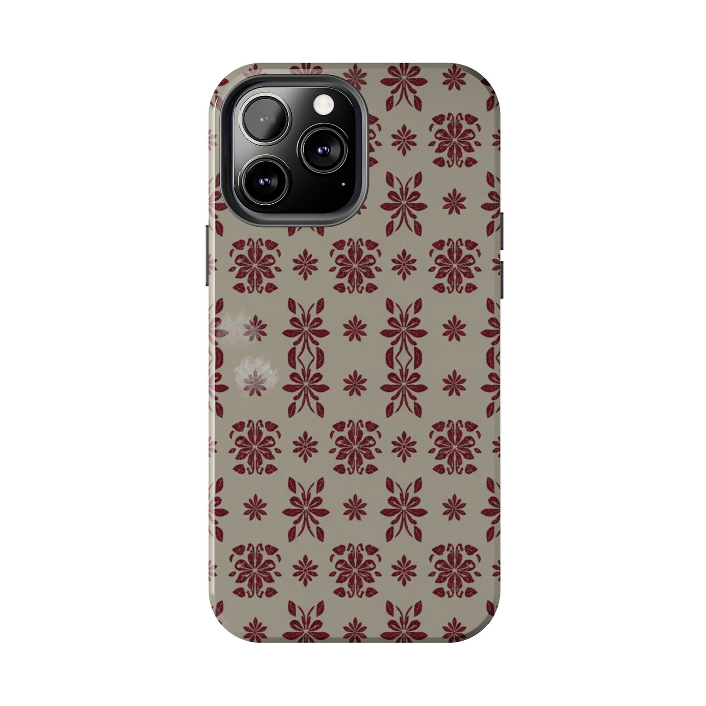 Tough Phone Case — Vintage Red Floral Pattern Protective Cover