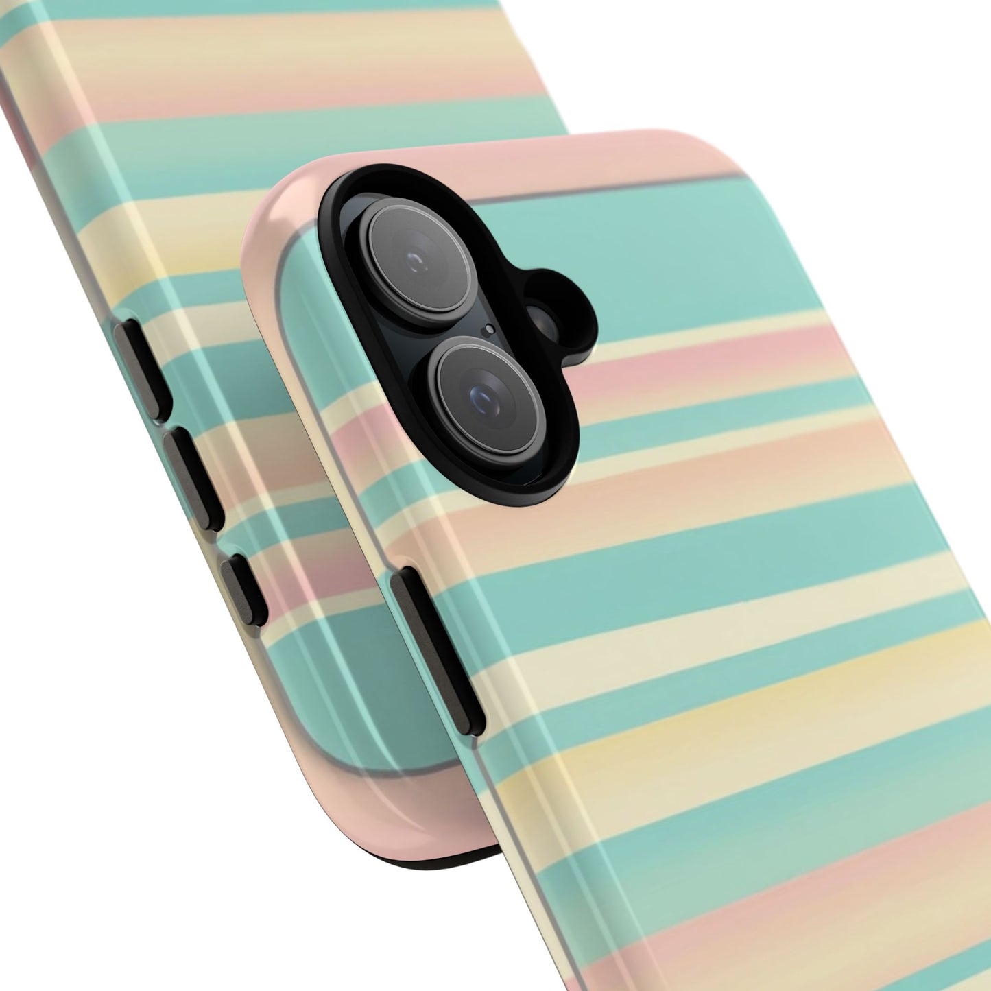 Pastel Striped Tough Phone Case — Mint, Peach & Cream Protective Cover
