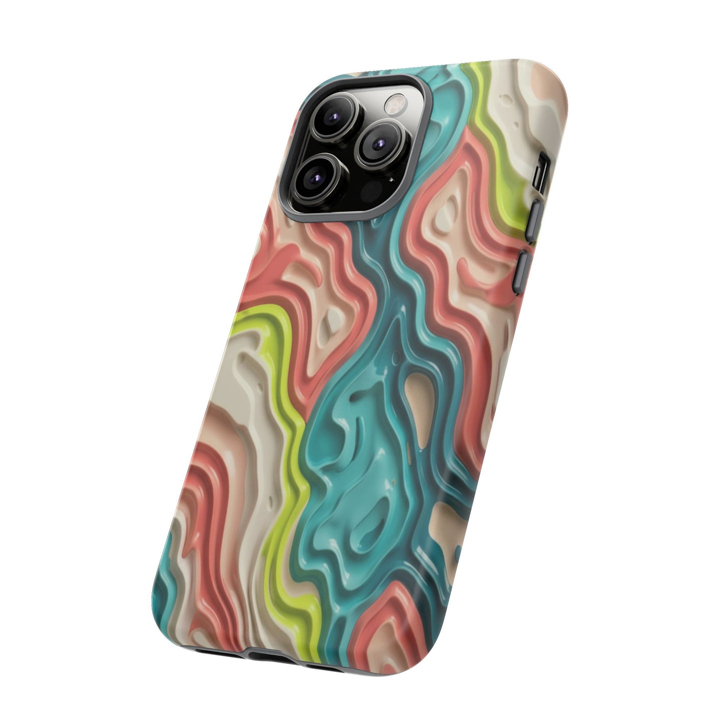 Abstract Contour Phone Case — Colorful Topographic Pattern Tough Case